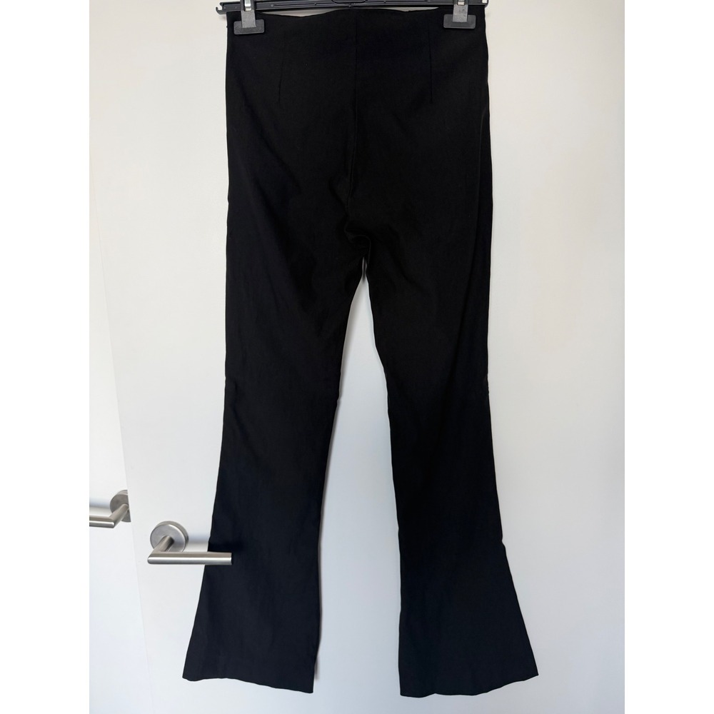 Massimo Dutti Black High Waisted Flare Pintuck Seam Side Zip Trousers Pants - Picture 8 of 15